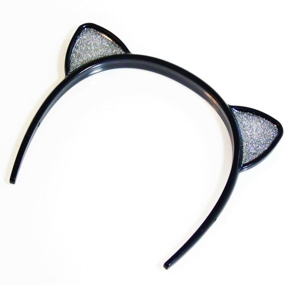 American Girl CAT EARS HEADBAND Black Silver Glitter Sparkle Doll Hair Accessory